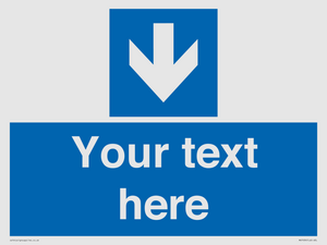 Custom Mandatory directional sign, blue arrow down